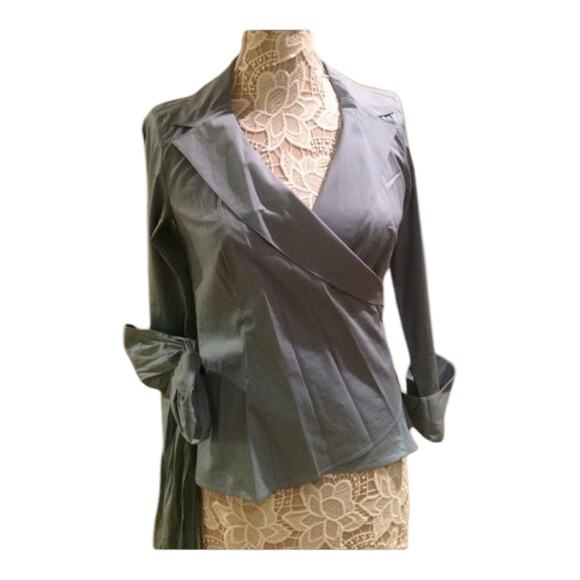 NWT Ann Taylor Dress Wrap Blouse with long tie bow size 4 - Picture 4 of 8